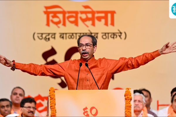 Uddhav Thackeray, Chief of Shiv Sena (UBT), addressed party members at Shanmukhanand Hall in Mumbai on the partys 60th foundation day.